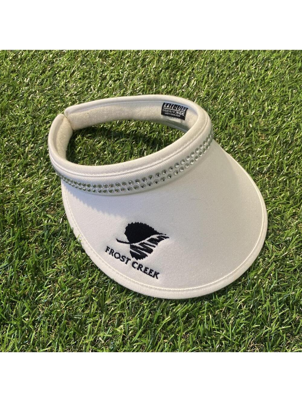 Vintage 90’s Frost Creek Golf White visor with black rhinestones